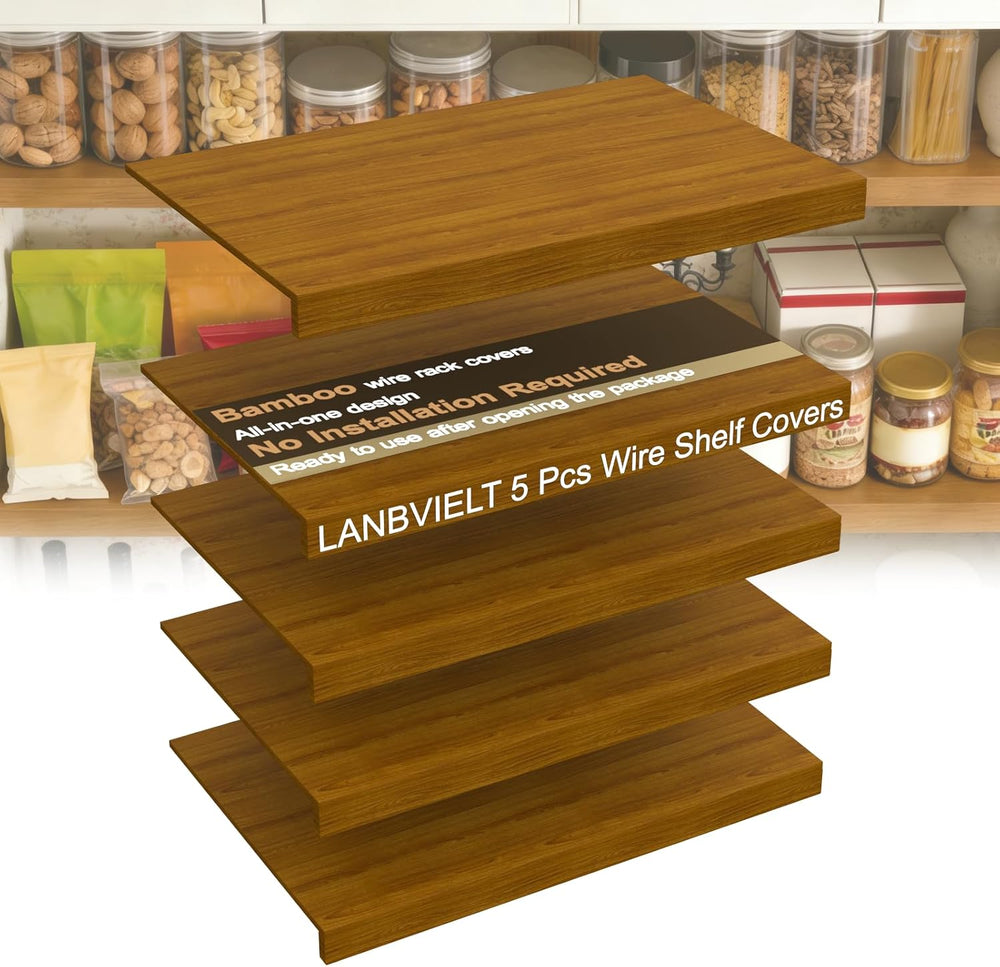 5-Pcs Bamboo Wire Rack Covers, 24"x16" Wire Shelf Covers for Shelvi...