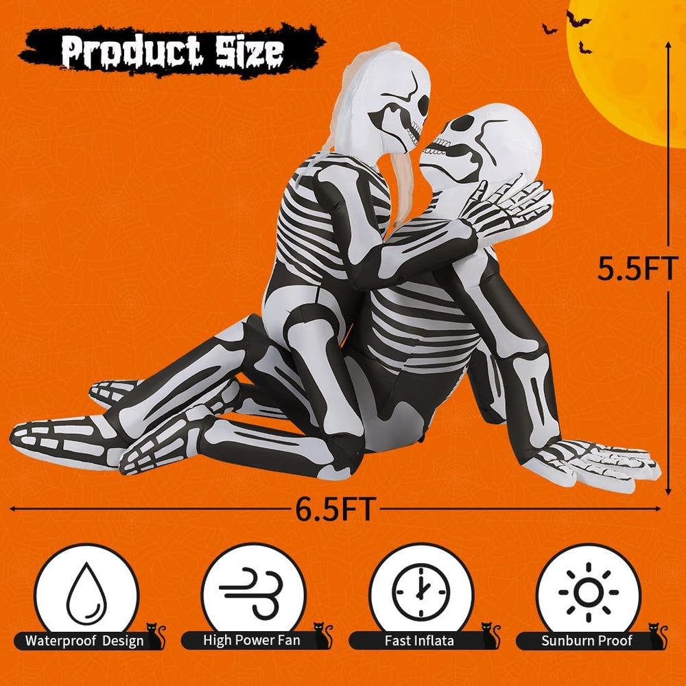 GOOSH 6.5 FT Long Halloween Inflatables Skeleton Outdoor Decorations Blow Up ...