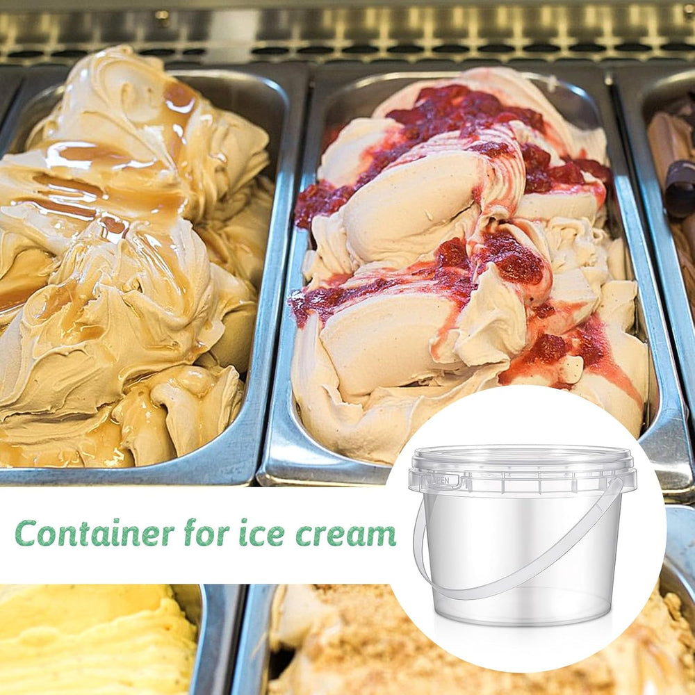 40 Pcs 16oz Clear Plastic Buckets with Handles and Lids, 16oz Mini Drinking B...