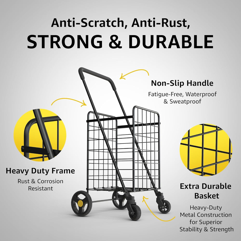 Our Modern Space Shopping Cart & 360° Swivel Wheels | Foldable Collapsibl...