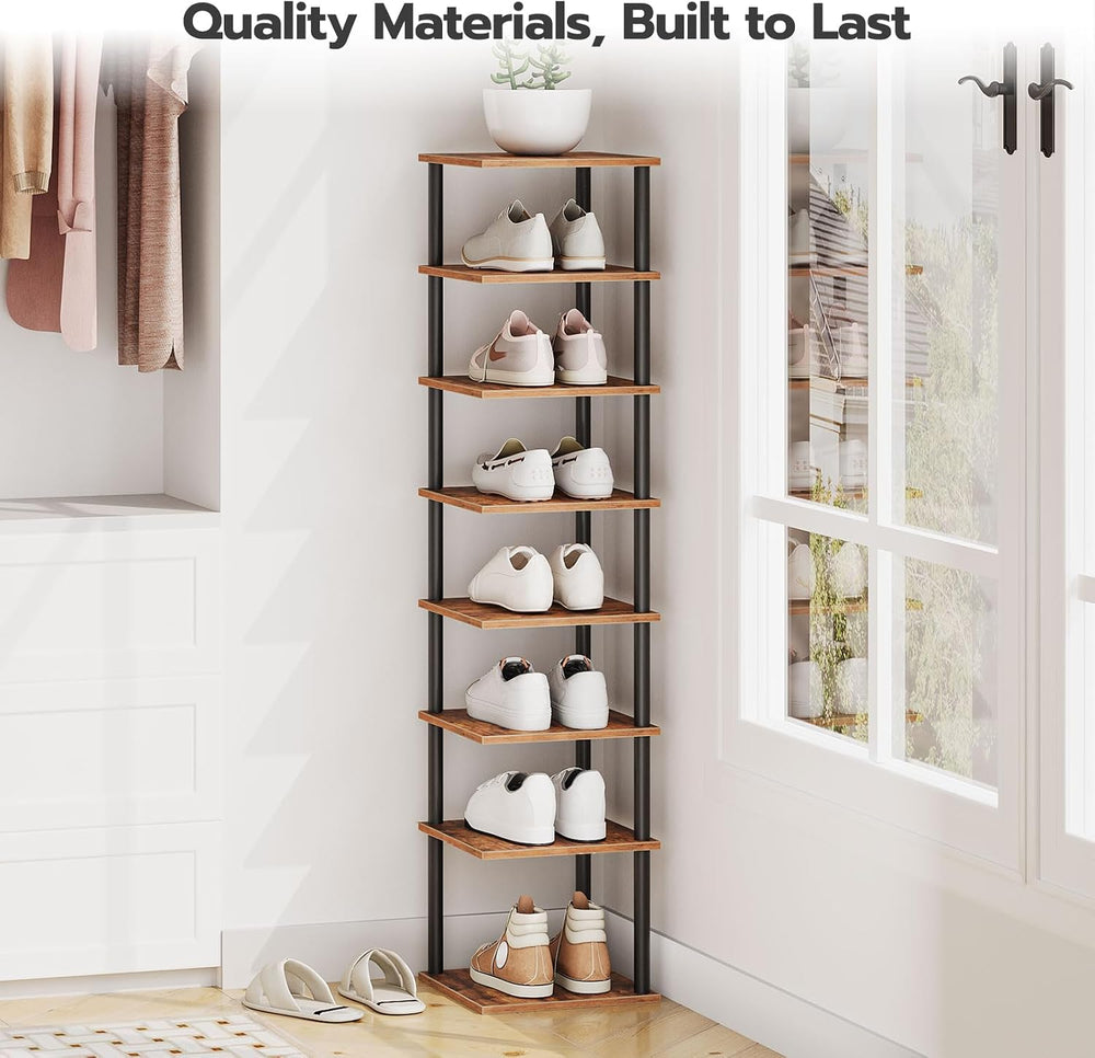 HOOBRO Vertical Shoe Rack, 8-Tier Narrow Shoe Shelf, Shoe Storage Organizer f...