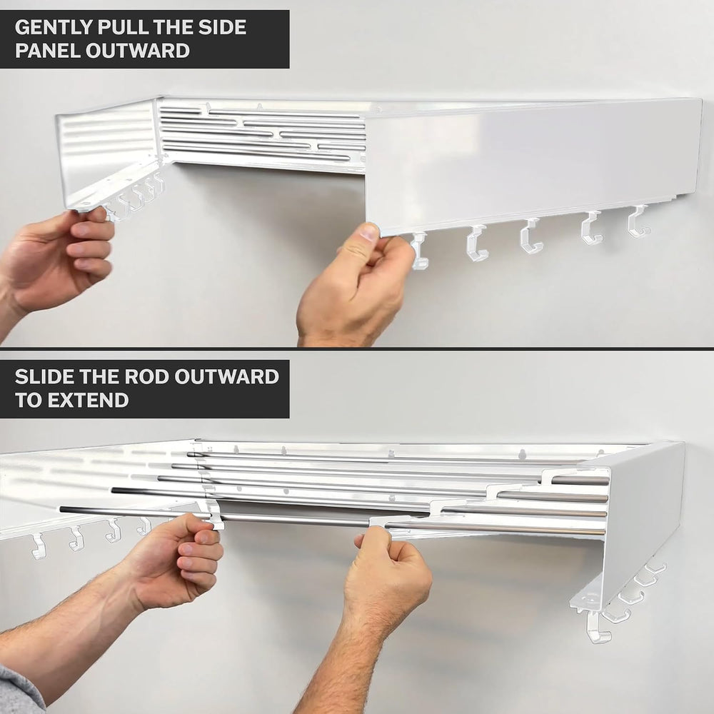 Foldable Wall Mounted Drying Rack - 31.5” Wide, 13.2 Ft Drying Space, 5 Rust-...