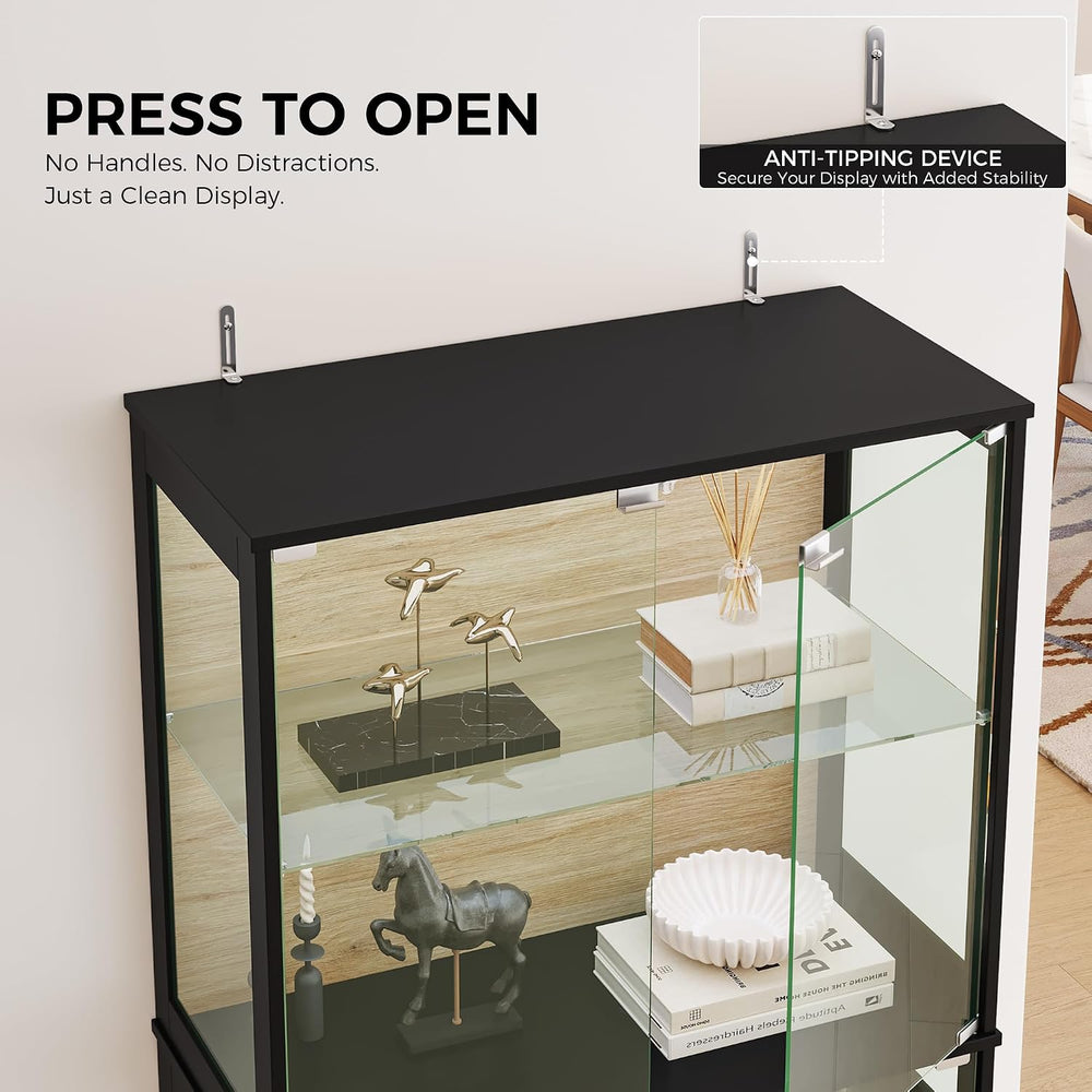 RGB Display Cabinet with 5-Tier Glass Shelves - 65" Tall