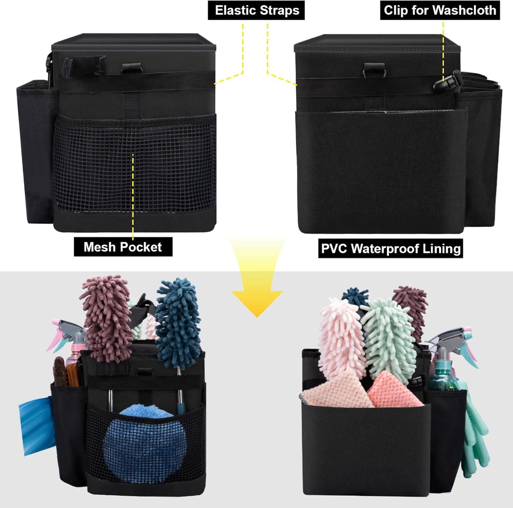 Wearable Large Cleaning Caddy Bag for Housekeepers (Black)