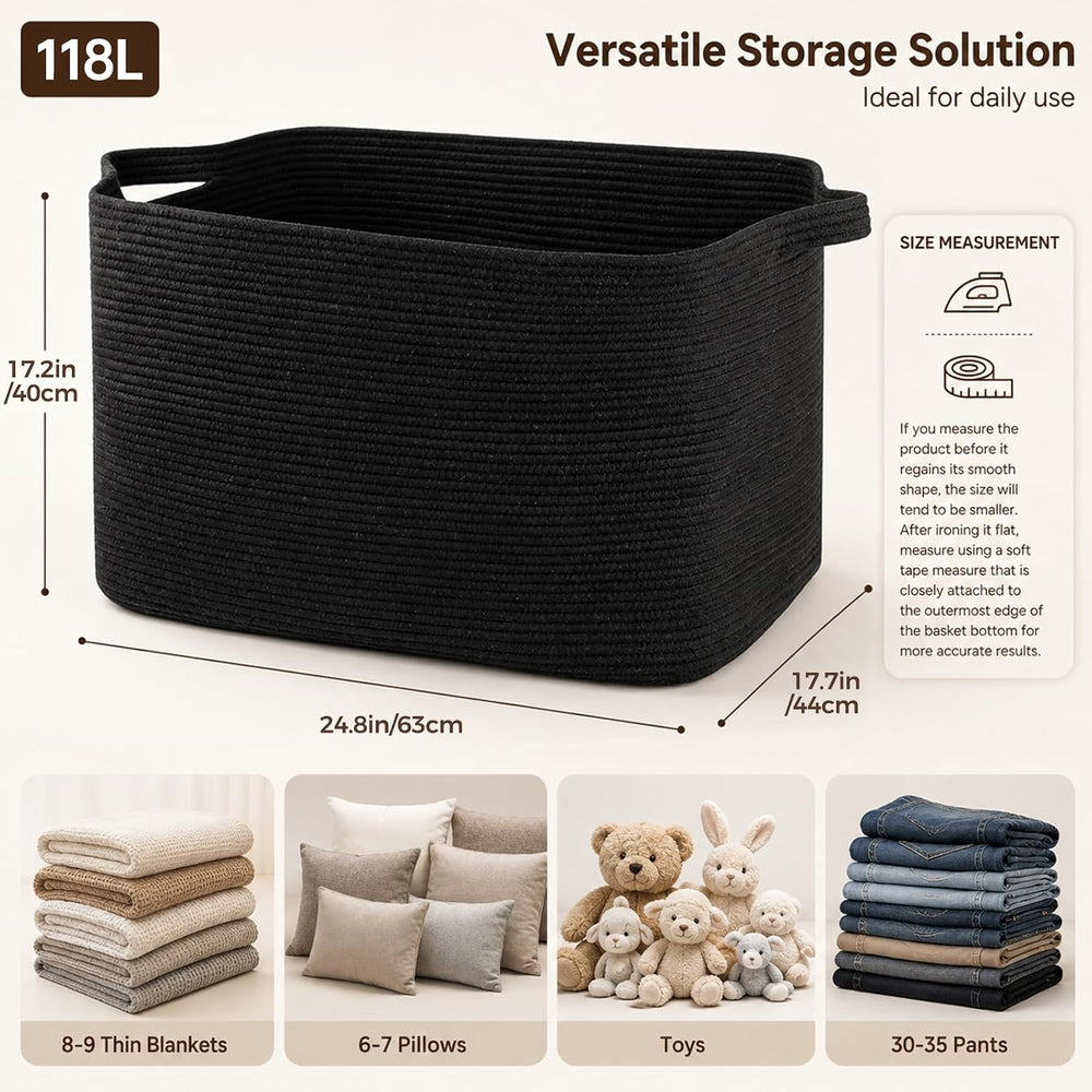 OIASKET 118L Extra Large Blanket Basket, 24.8" x 17.7" x 17.2"...