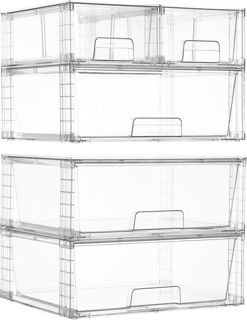 Vtopmart Clear Stackable Storage Drawers, 5 Pack Wide Storage Set