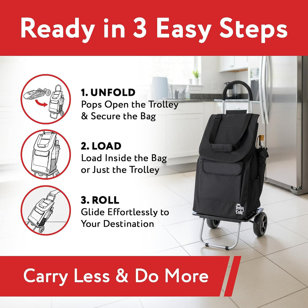 dbest products Bigger Trolley Dolly, Black Shopping Grocery Foldable Cart