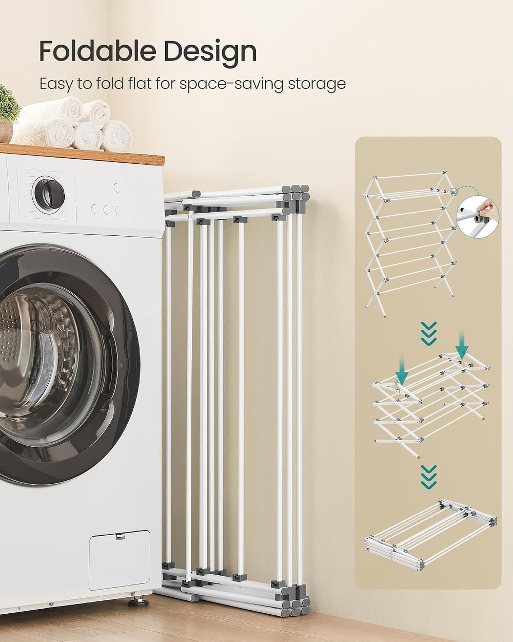 SONGMICS Foldable Clothes Drying Rack, 36.6 x 14.6 x 53.2 Inches
