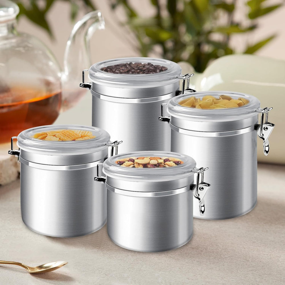 ENLOY 4-Piece Stainless Steel Airtight Food Storage Canister Set with Lid