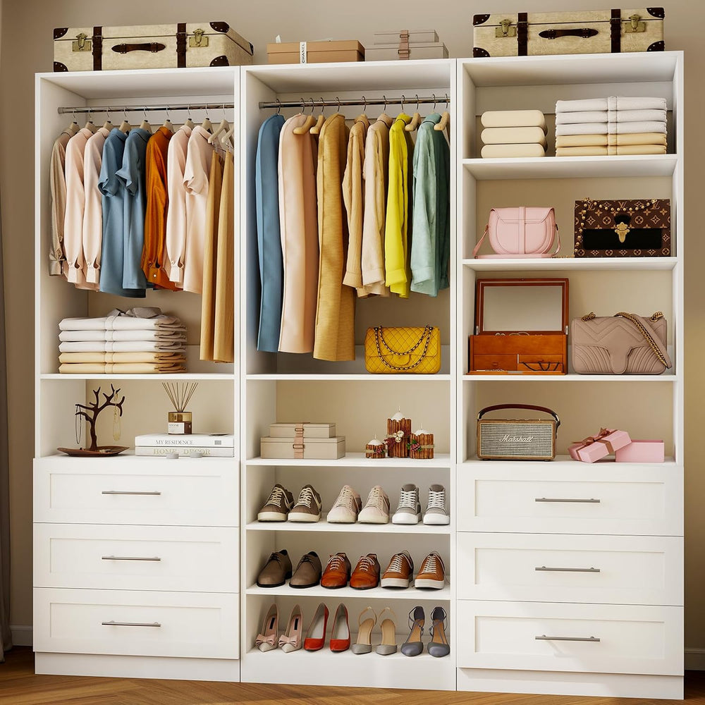 Closet System with 3 Sets, 6–15 FT Closet Organizer System with 6 Drawers, 9 ...