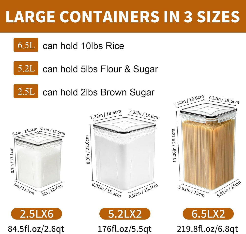 Flour Sugar Storage Containers, 10 Pack Large Airtight Food Storage Container...