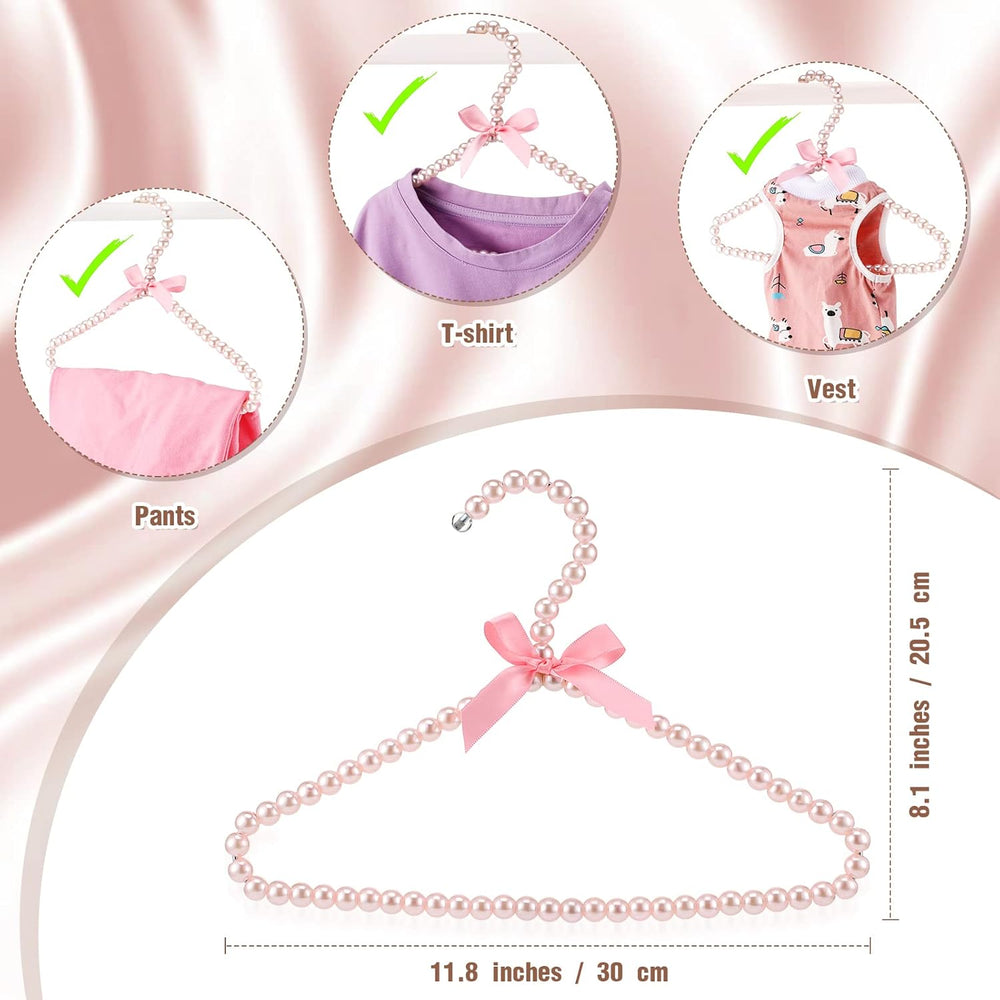 Threan Pink 24 Pcs Pearl Beaded Clothes Hanger Mini Pearl Hangers