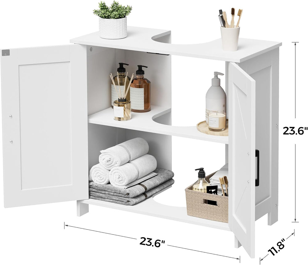 23.6" W Farmhouse Pedestal Sink Storage Cabinet with Adjustable Shelf