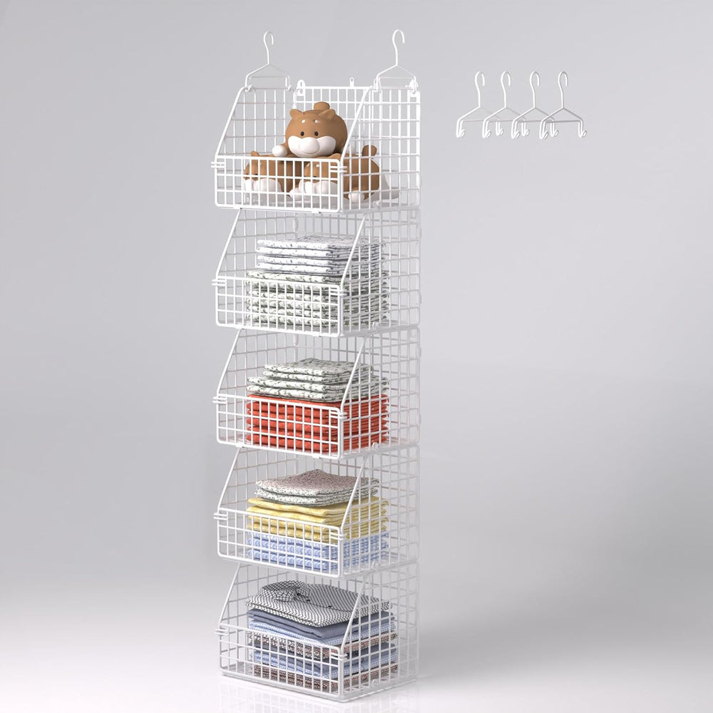 PUPPYCUTE Hanging Closet Organizer and Storage, Clothes Hanging Shelves Wire ...