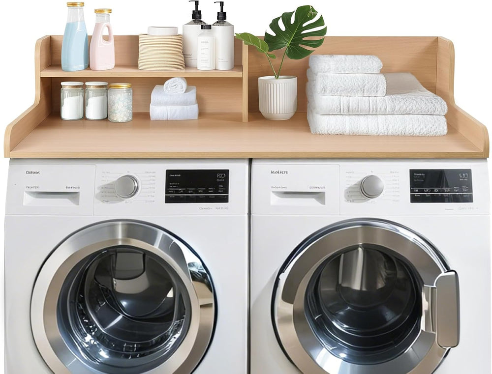 Washer Dryer Countertop 2 Tier 58 inches Wide, Laundry Shelf Topper with Edge...