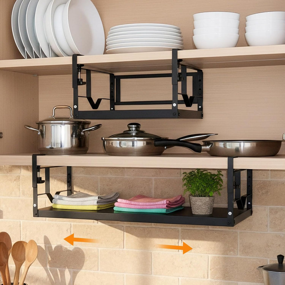 WELTOKE Under Shelf Storage Basket Organizer, Expandable Under Cabinet Shelf,...