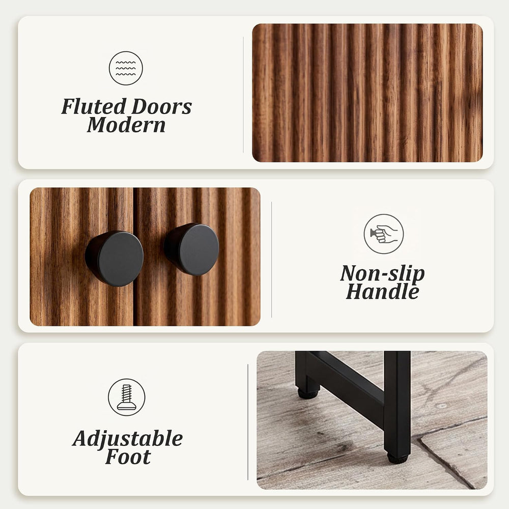 Over The Toilet Storage Cabinet with Fluted Doors and Adjustable Shelf – Bath...