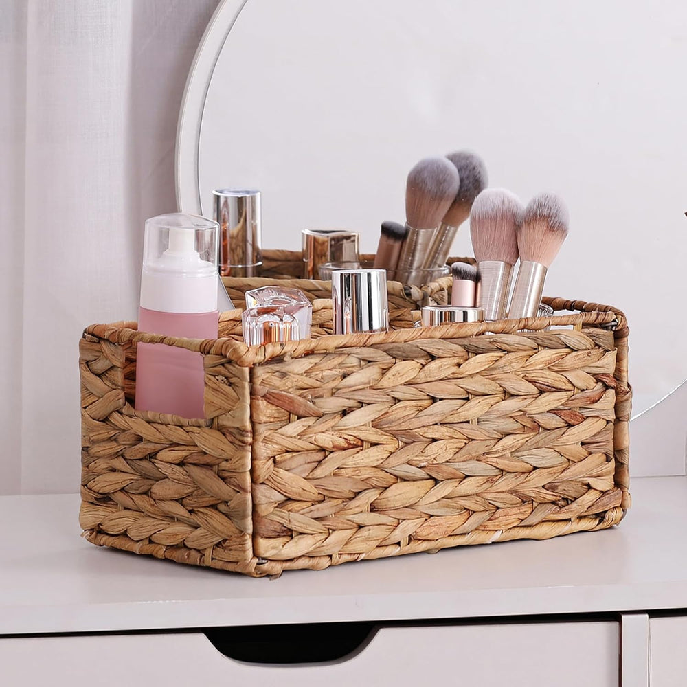 Wicker Storage Basket, Set of 2 Hand-Woven Storage Baskets for Organizing, Sm...