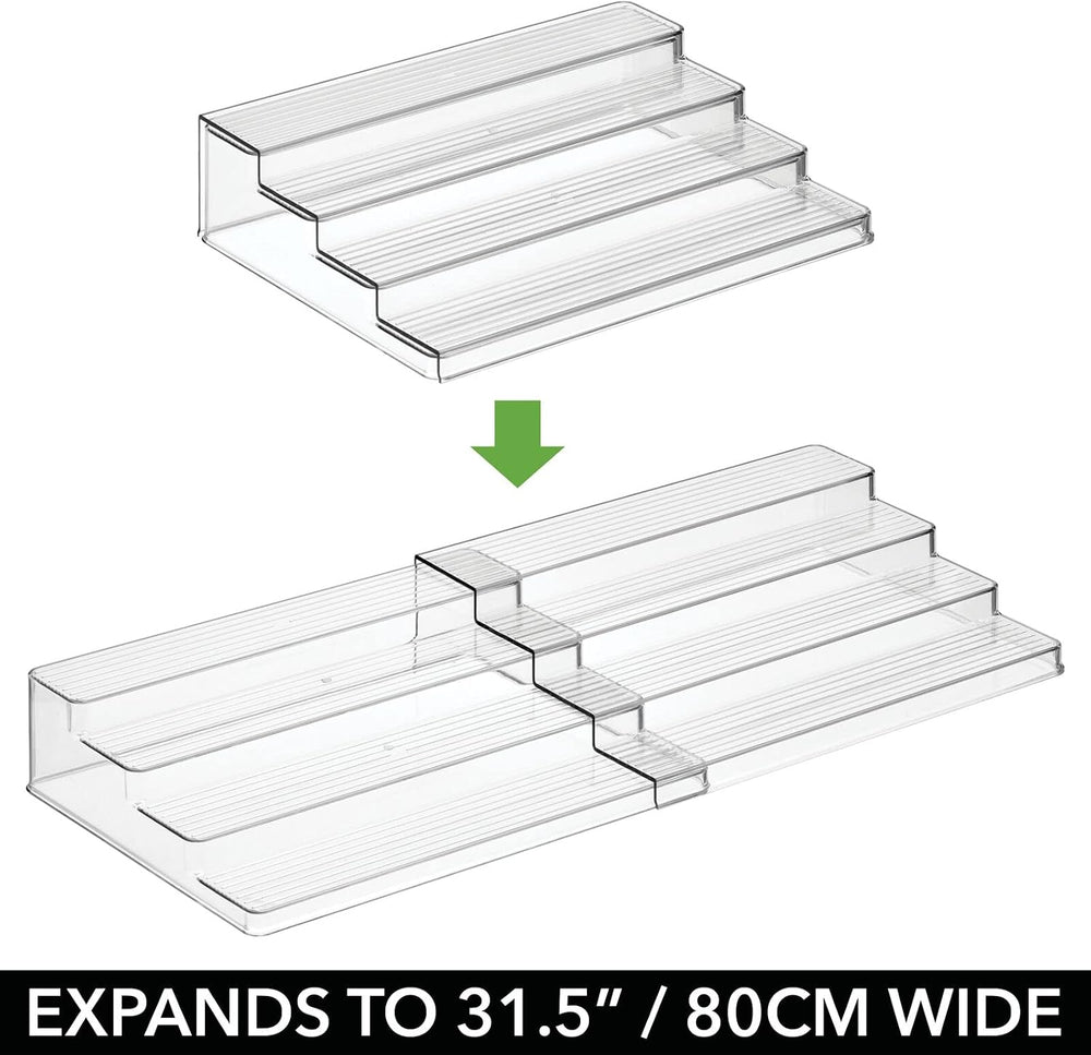 mDesign Plastic Adjustable, Expandable 4-Tier Kitchen Cabinet, Pantry, Shelf ...