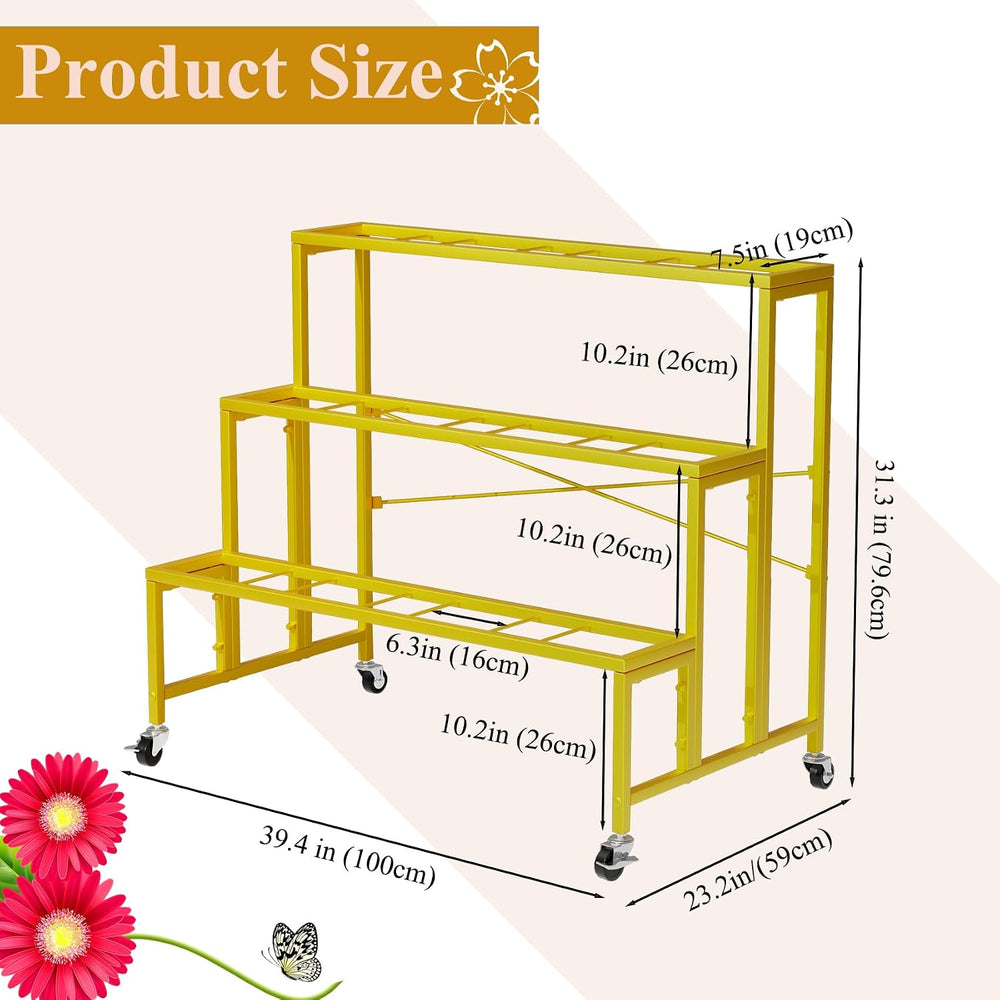 Flower Display Stand,3 Tier Metal Plant Stand with 12pcs White Plastic Flower...