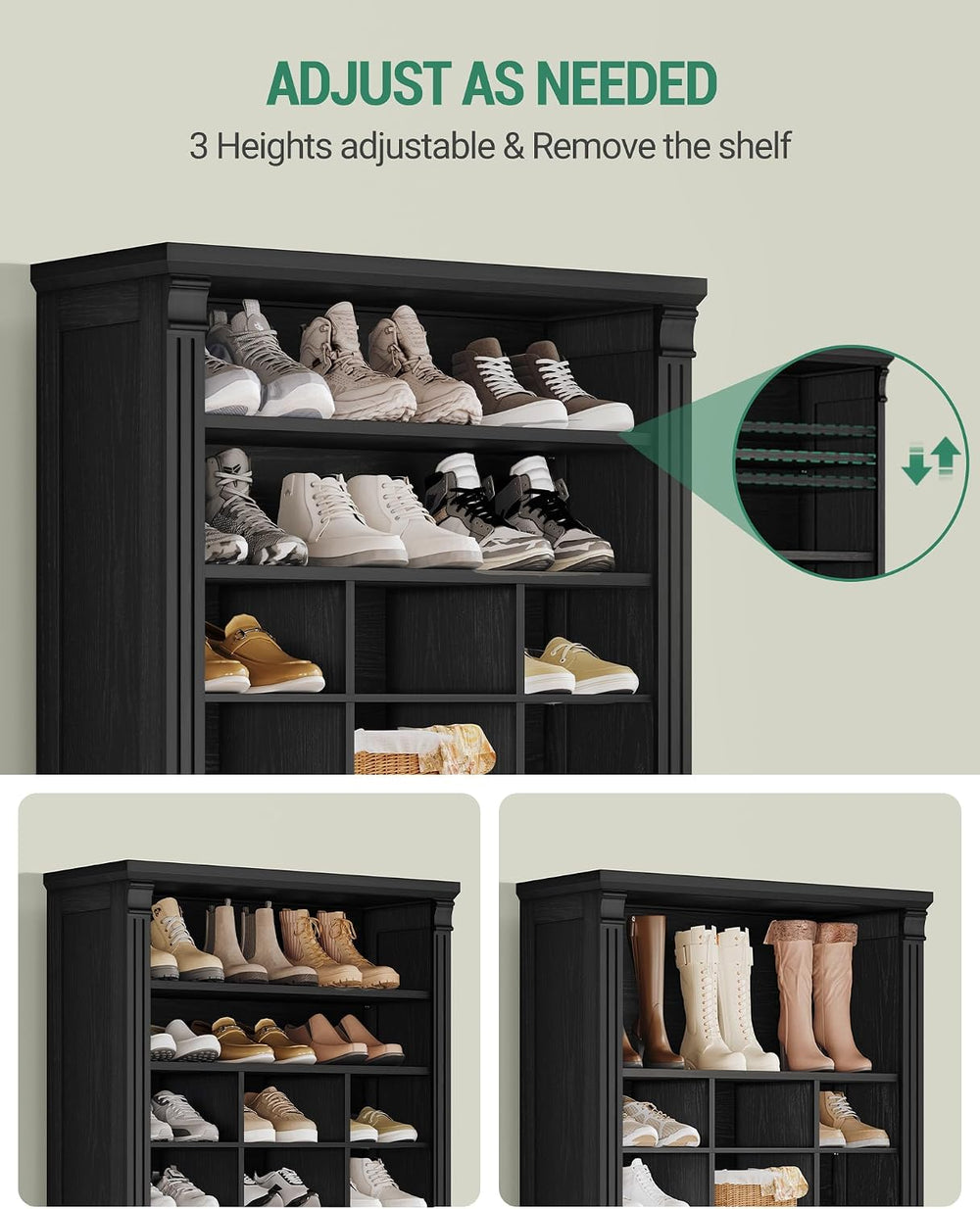 Hzuaneri 13 Tiers Shoe Storage Cabinet, Tall Shoe Cabinet with Cubby
