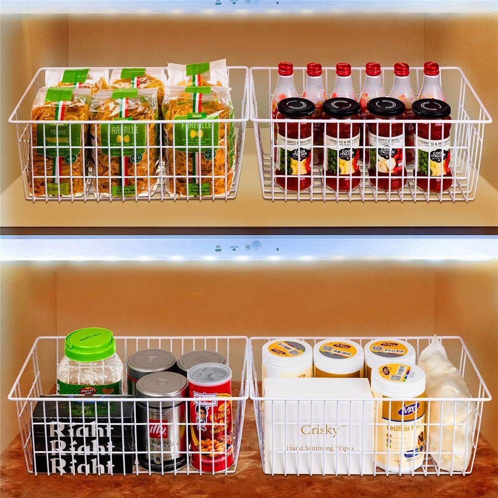 SANNO 15.7" Freezer Baskets Wire Storage Baskets Bin Organizer Food,Kitc...
