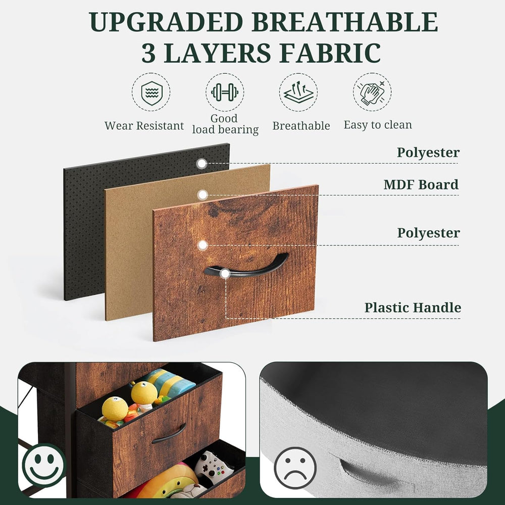 5 Drawers Dresser for Bedroom Fabric Storage Tower with Wooden Top