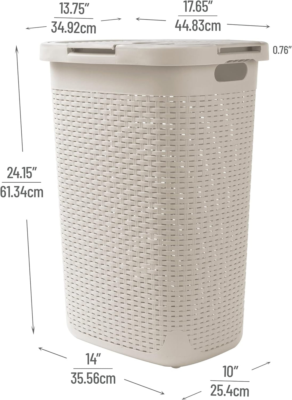 Mind Reader Tall Tapered Laundry Hamper with Lid, 60L Clothes Basket, Narrow ...