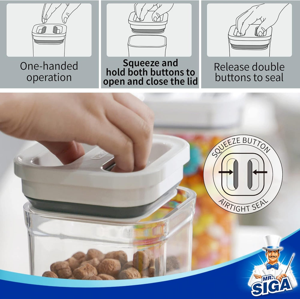 MR.SIGA 8 Piece Airtight Food Storage Container Set for Pantry Organization