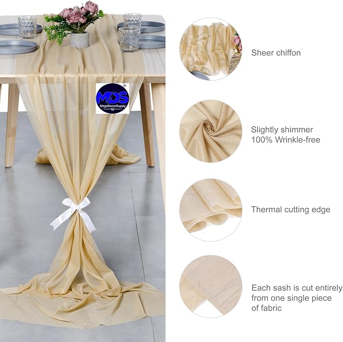 MDS Halloween Chiffon Table Runner - 5 Pack, 29 x 120 Inches, 10ft Each - She...