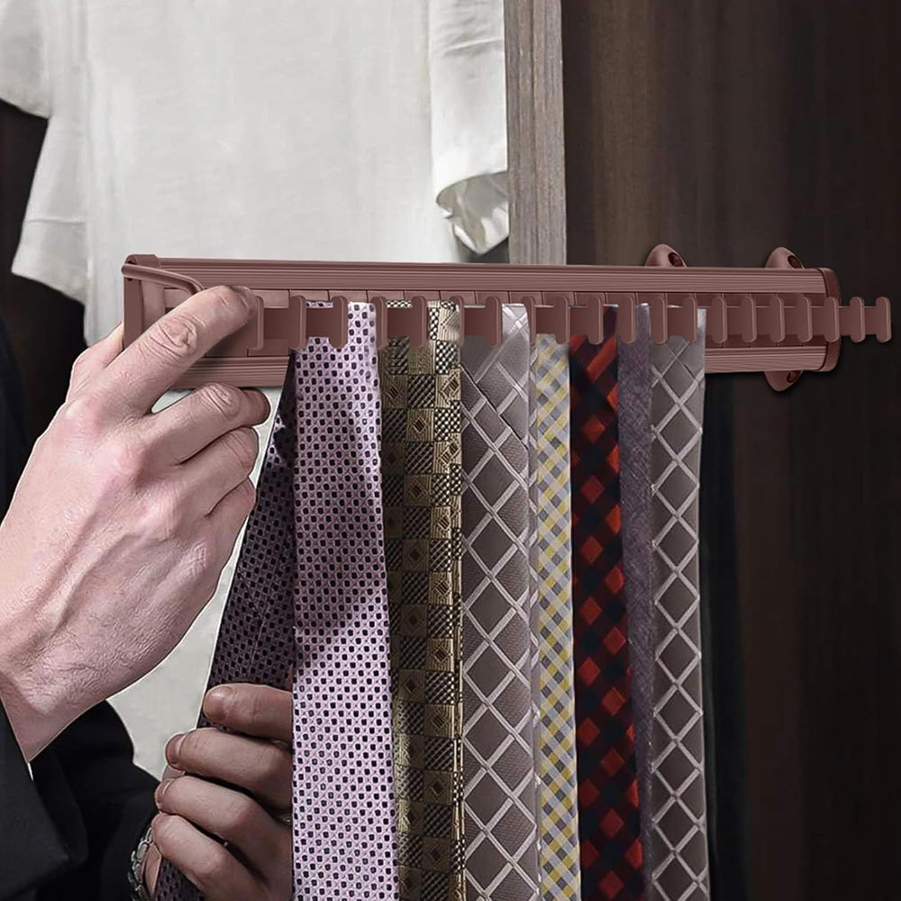 Sliding Tie Rack Hanger for Closet, 20 Tie Pull Out Belt Rack Organizer