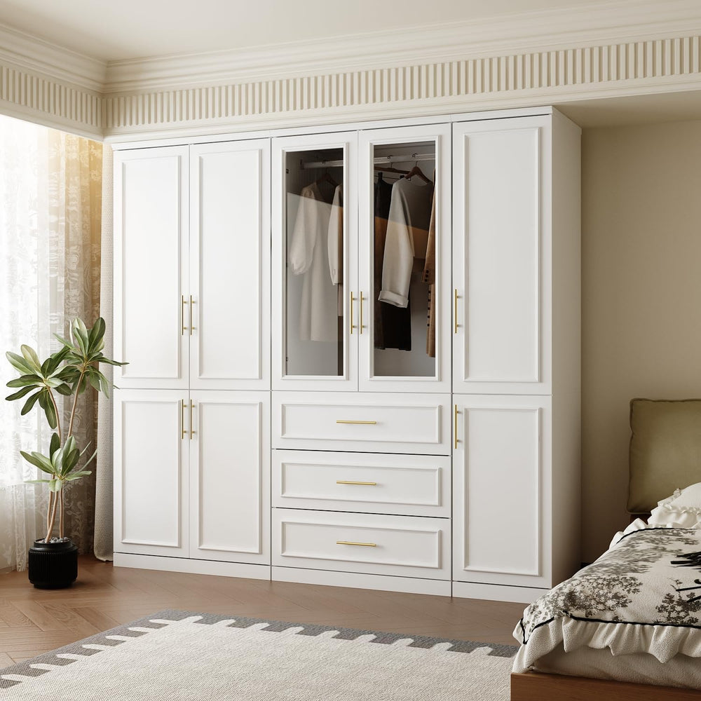 FUFU&GAGA Wardrobe Closet Collection with Doors, White Armoire System