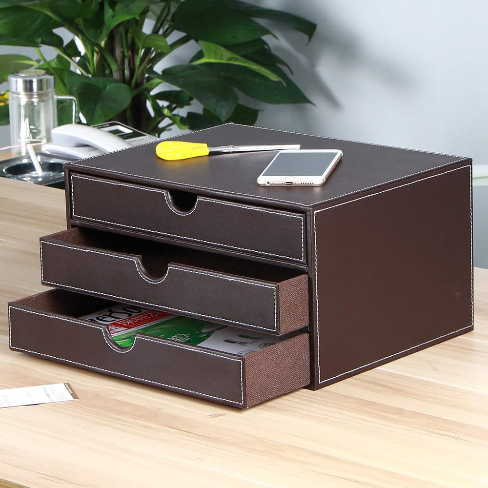 Stackable 3-Drawer Desk Organizer, Executive Office Supplies Desktop Filing A...