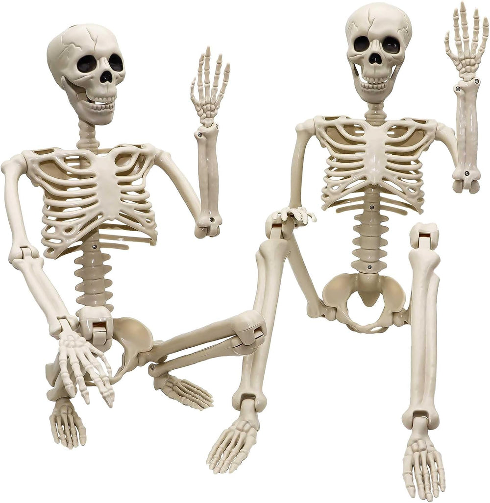 2 Pack 36"Halloween Skeleton - 3 ft Life Size Human Skeleton with Full B...