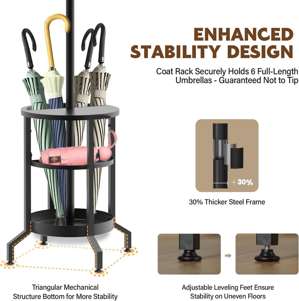 Coat Rack with Umbrella Holder, Coat Rack Freestanding