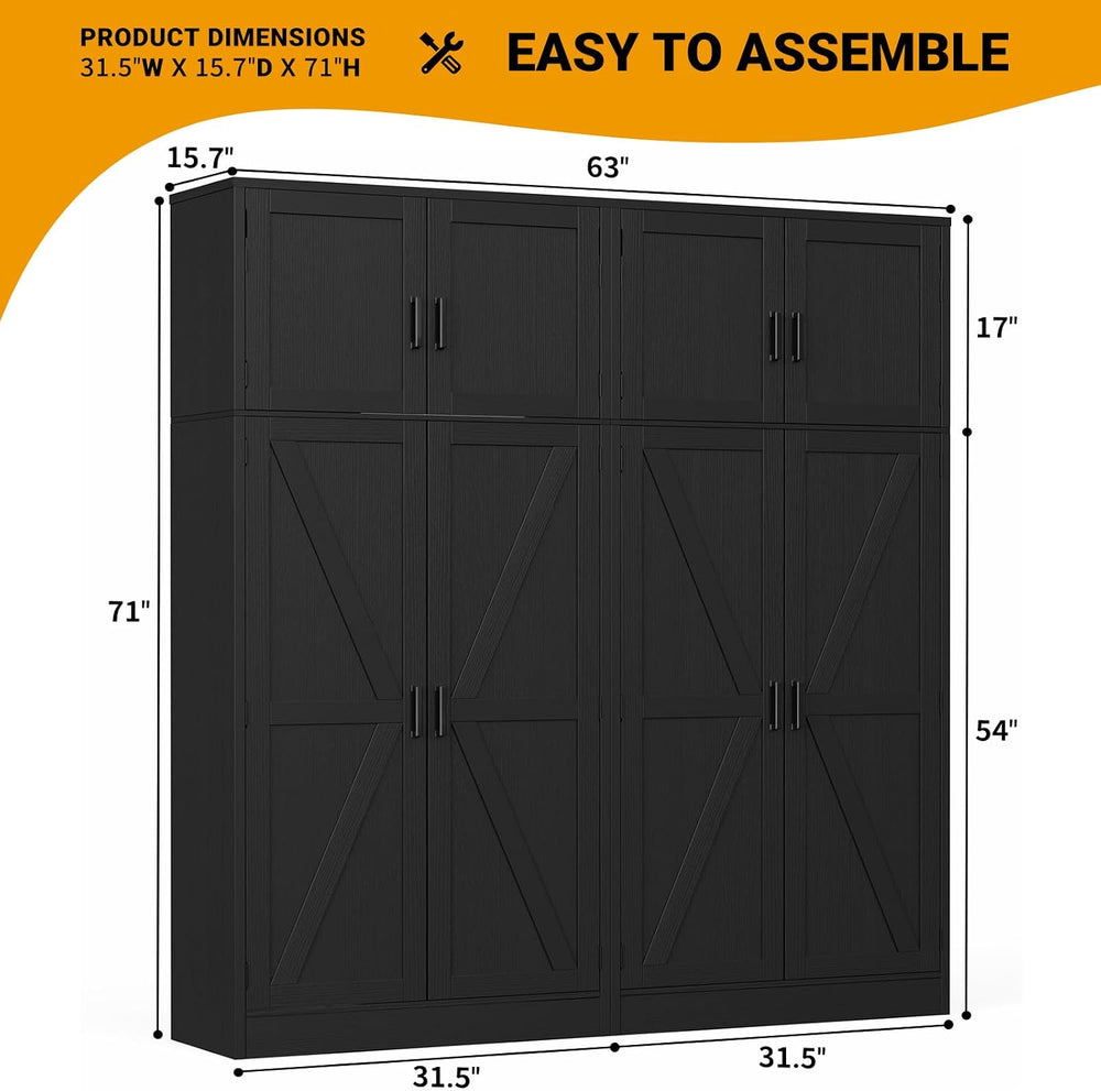 Unikito 71” Kitchen Pantry Storage Cabinet with Adjustable Shelves, 2 Pack