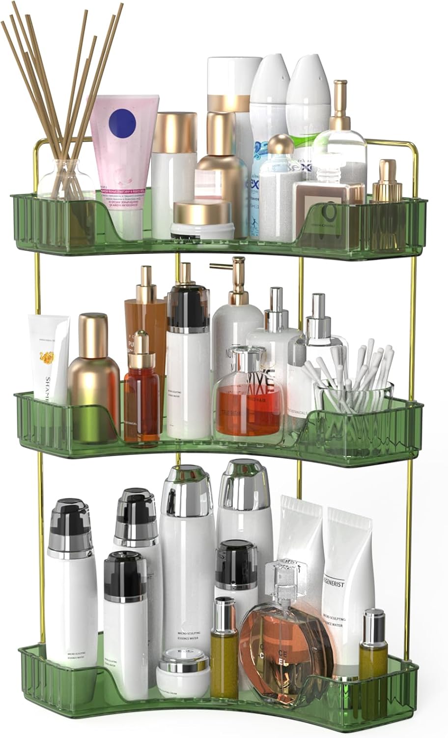 Webetop Corner Bathroom Organizer 3 Tier Makeup Countertop Shelf for Vanity