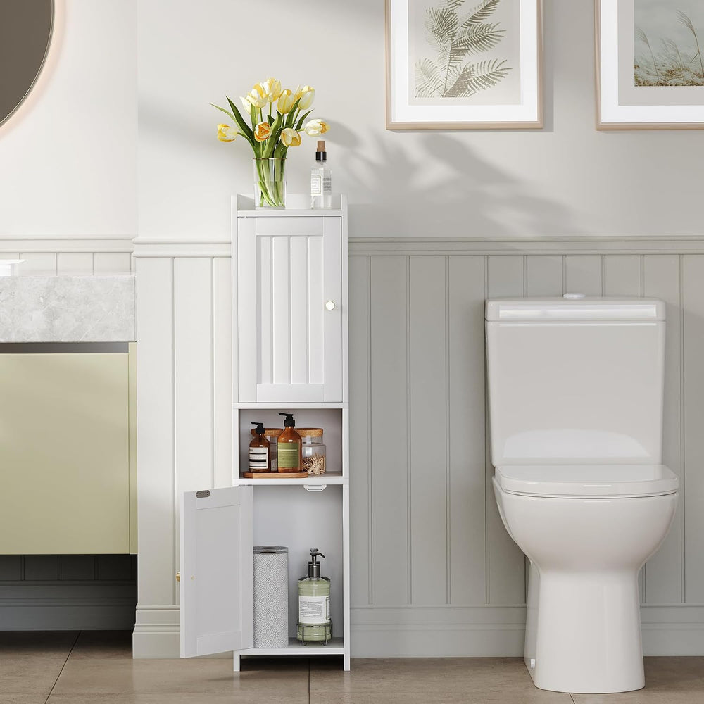 Bathroom Cabinet with 2 Doors, 7.3 x 9.8 x 40.4 Inches, Small Freestanding St...