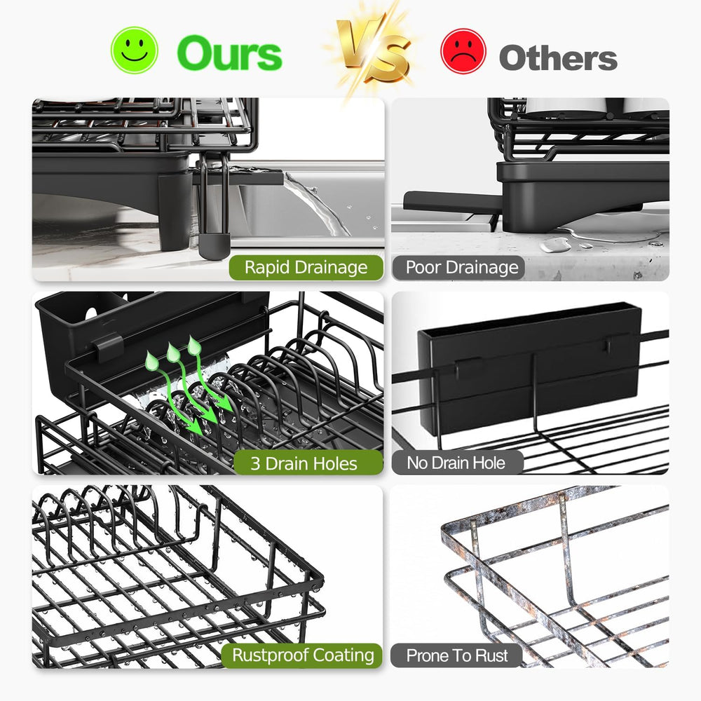 Expandable Dish Drying Rack, Stainless Steel Over Sink Dish Drainer for Kitch...