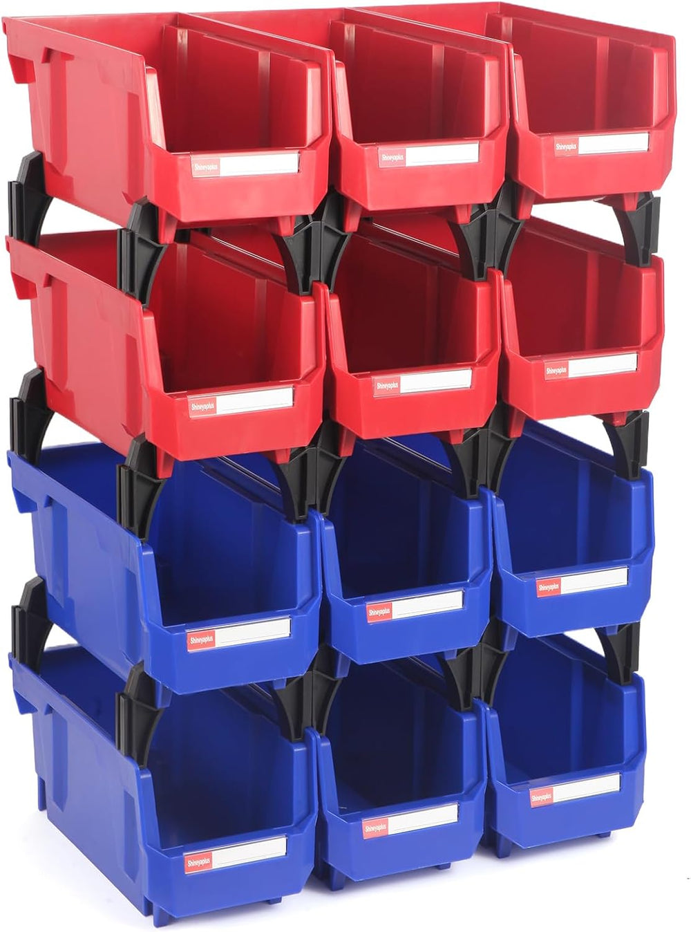 12 Packs Stackable Storage Bins, 11" x 5" x 5" Plastic Bins,