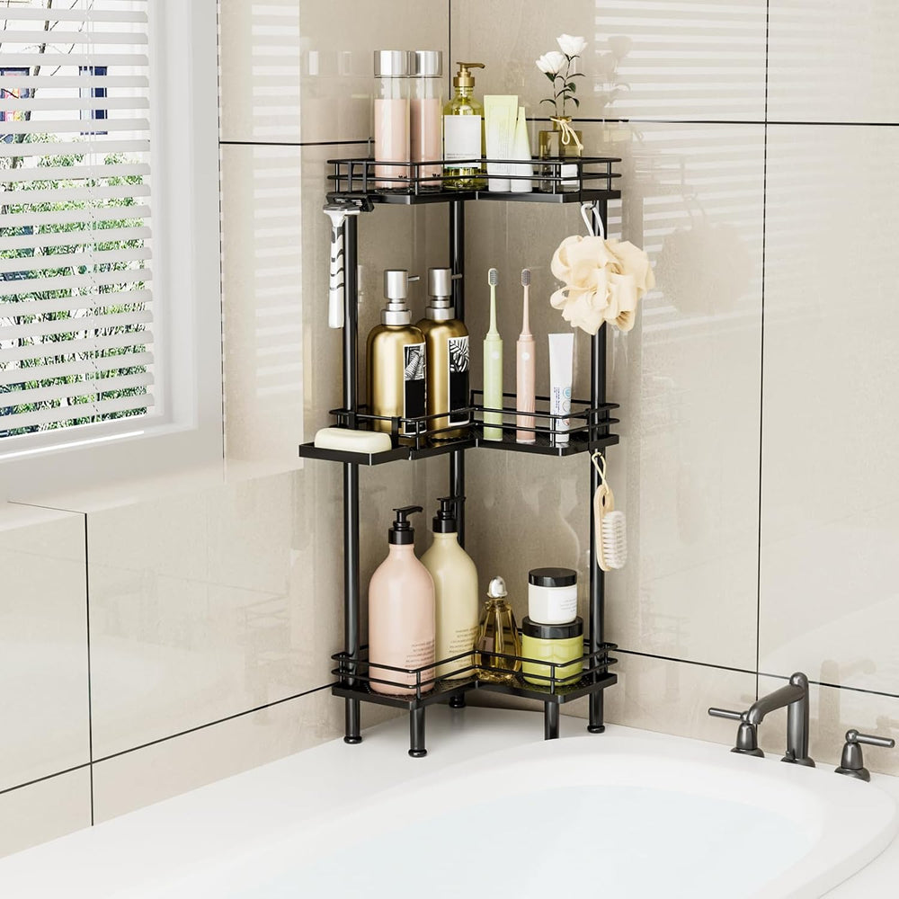 Corner Shower Caddy Standing - 3-Tier Stainless Steel Shower Shelves Rack, Ba...