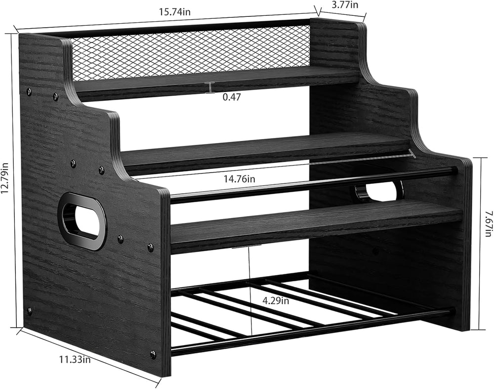 KLM 4-Tier Liquor Bottle Display Shelf,Black Modern Bottle Organizer
