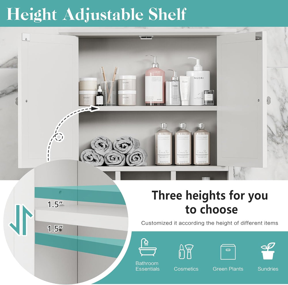 Bathroom Wall Cabinet, Bathroom Cabinet Wall Mount with 2 Doors and 3 Open Sh...