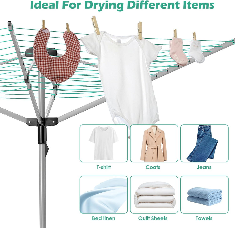 tonchean Adjustable Height Rotary 4-arm Clothesline Umbrella Drying Rack