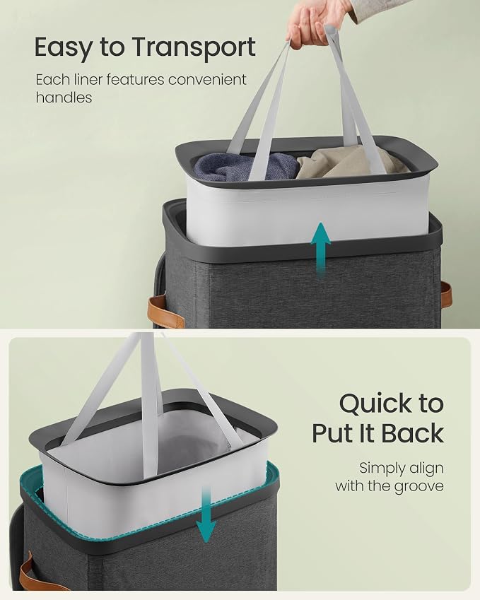 SONGMICS Laundry Basket, 26.4 Gal. Laundry Hamper, Easy Assembly,