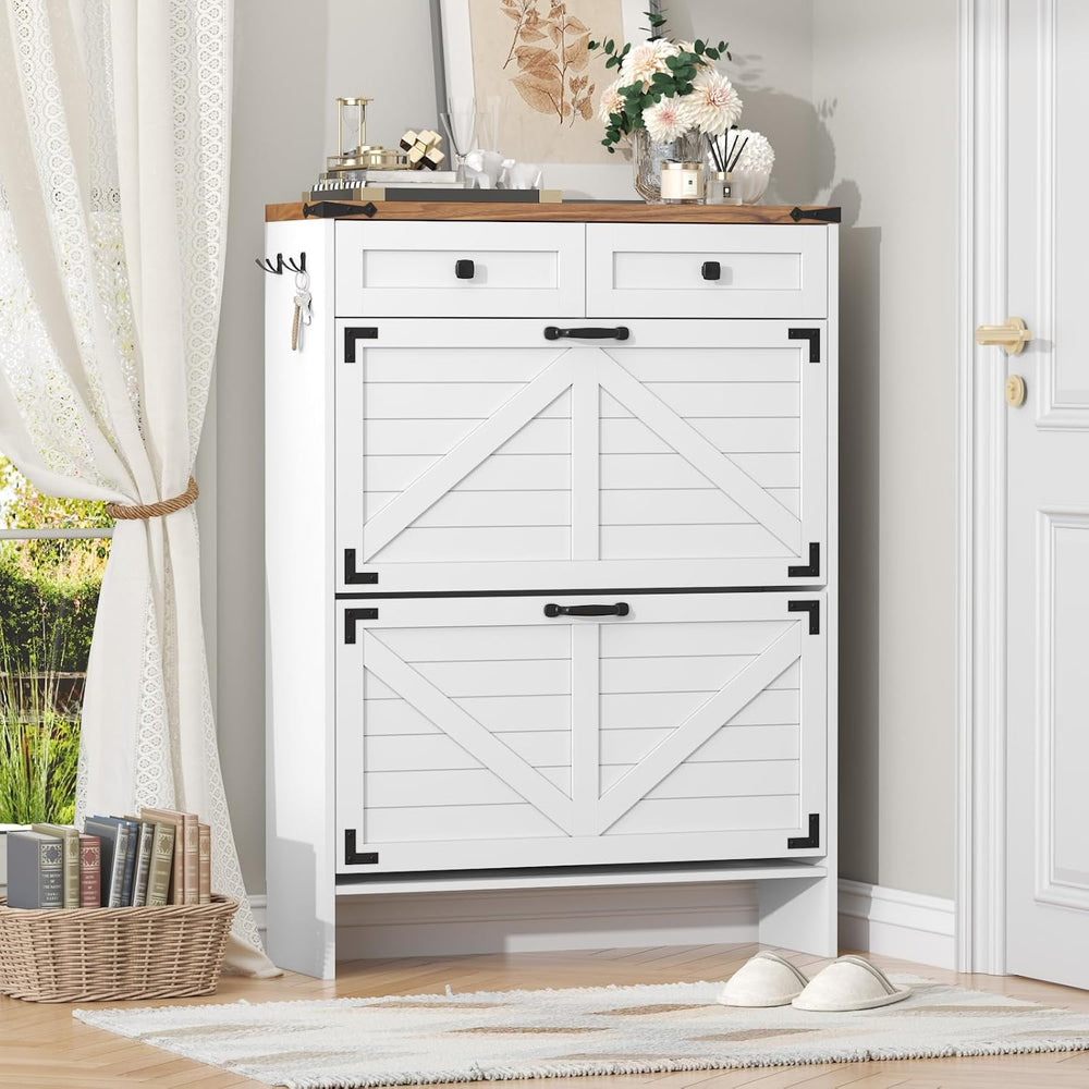 Shoe Storage Cabinet with Deodorizing Function, Farmhouse Narrow Hidden Shoe ...