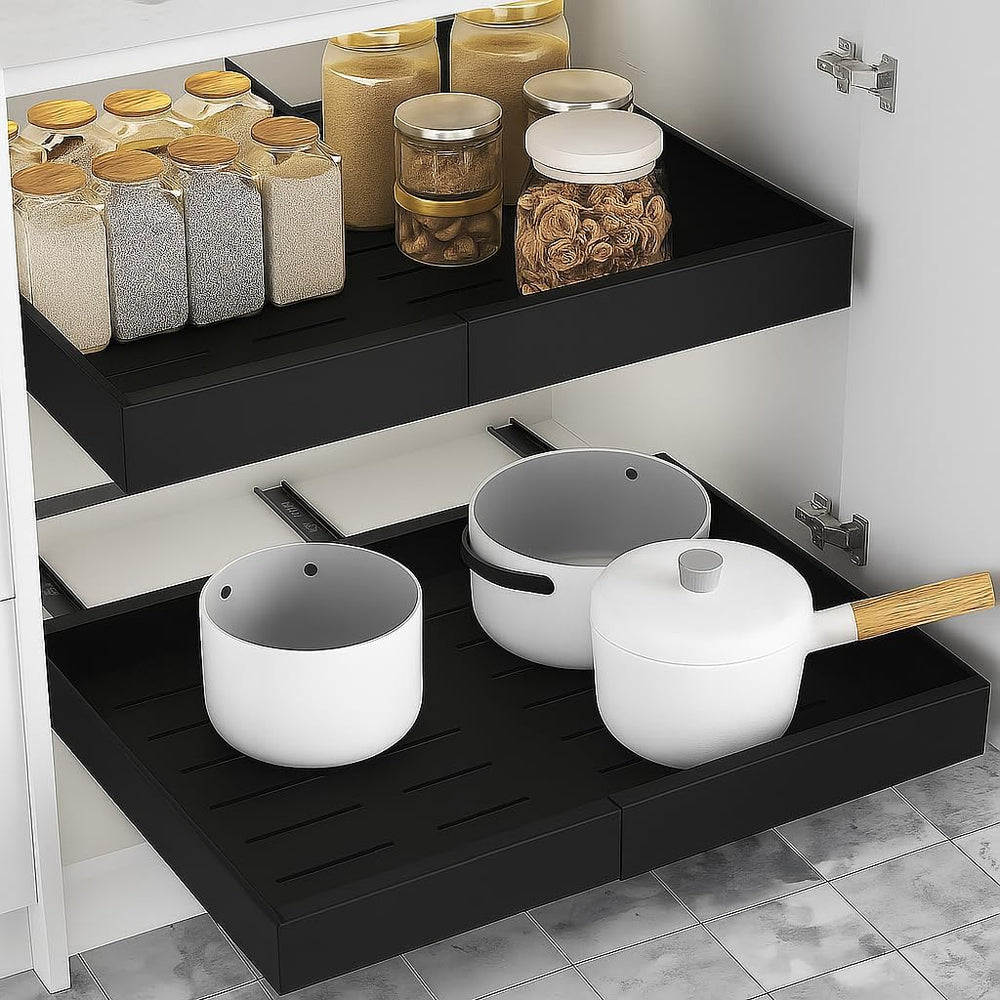 Expandable Pull Out Drawers for Cabinets(Black) : Kitchen and Pantry Organize...