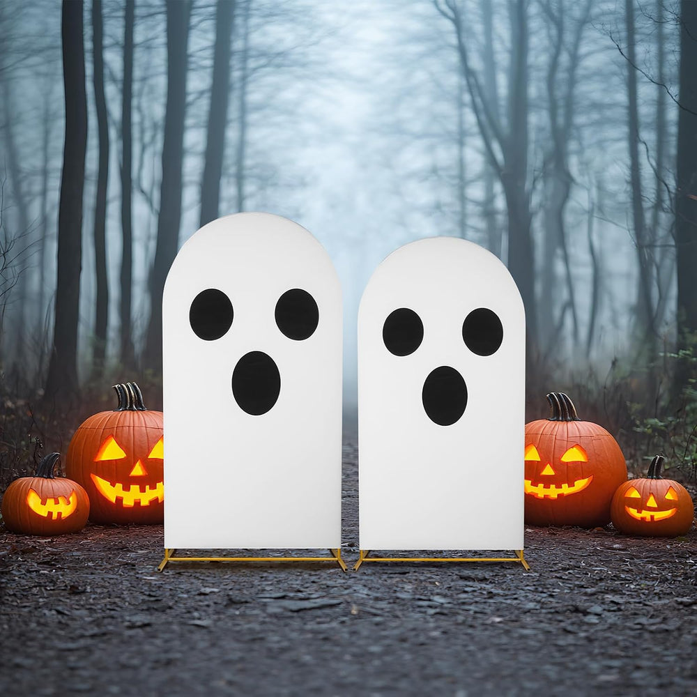 Moukeren 2 Pcs Halloween Ghost Arch Backdrop Covers, 7.2ft and 6ft