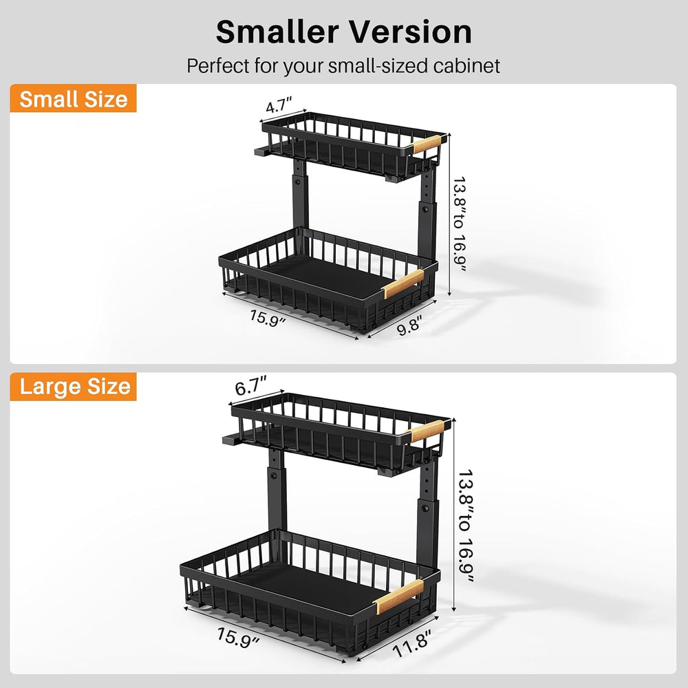 PXRACK Under Sink Organizer, Adjustable Height, 2 Tier Pull Out Under Cabinet...