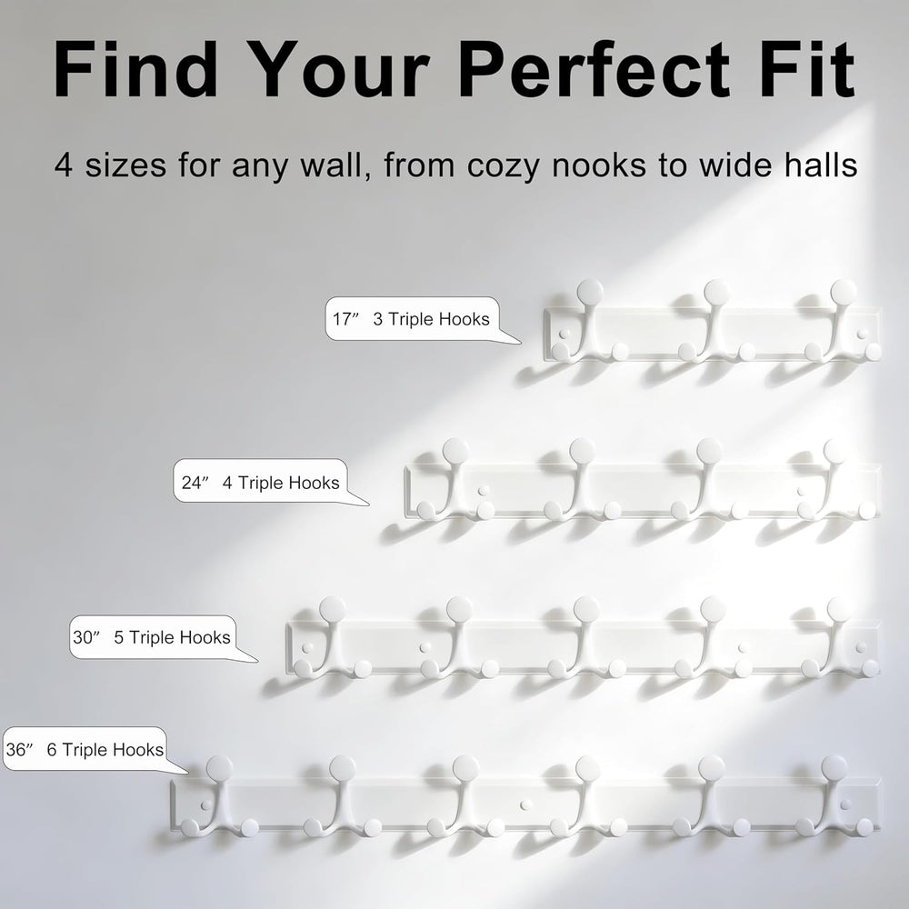 SKOLOO 15 Hooks Wall Mounted Coat Rack, 30 Inch Modern Coat Hanger for Entryw...